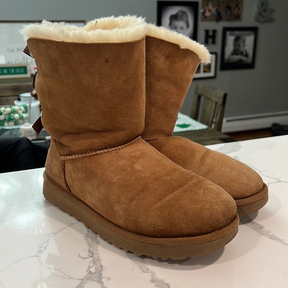 Tan colored size 10 Ugg boots for sale.  Lightly worn - maybe 5 times. - Picture 3 of 5